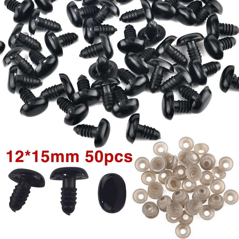 50 Stück Puppenzubehör Schwarze Kunststoff Plüsch Sicherheitsnasen Amigurumi Für DIY Lustige Spielzeugaugen Nasen Anima Zubehör Basteln