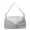 Glossy Faux Leather Shoulder Bag with Multiple Zipper Pockets Women's Fashion Handbag Large Capacity