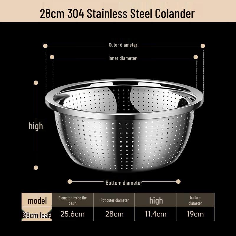 Kujucun 304 Stainless Steel Kitchen Basin and Colander