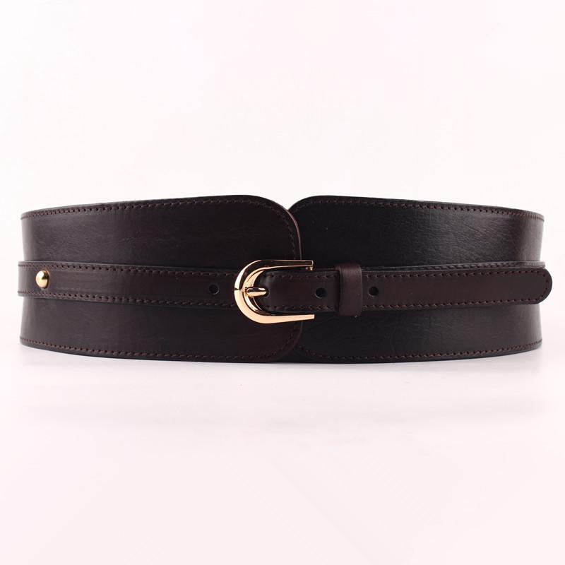 Waistband Female Vintage Genuine Leather Belt Buckles 100% Cowskin Wide Belt For Women High Quality Ceinture Femme Elastic Red