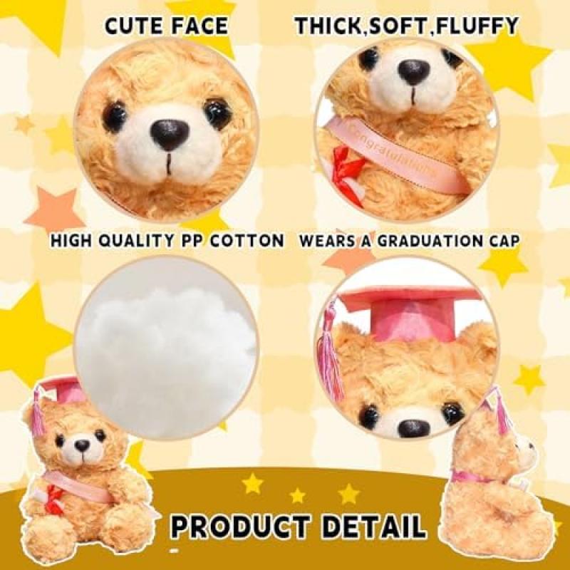 Graduation Teddy Bear Plush Toy Set – Bachelor’s Degree Gift, Plush Toy To Celebrate Exam Success, Unisex Graduation Souvenir