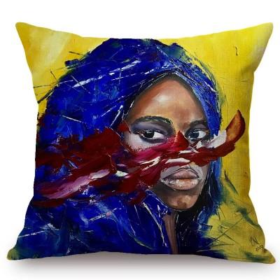 Elegant Aestheticism Black African Girl Woman Abstract Oil Painting Home Decoration Art Sofa Pillow Case Linen Car Cushion Cover