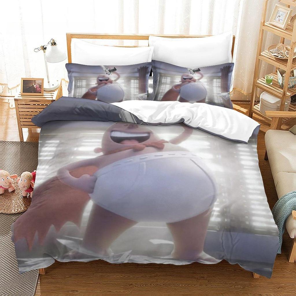 Fashion Cartoon Kawaii Captain Underpants Bedding Set Single Twin Full Queen King Size Bed Set Adult Kid Bedroom Duvetcover Sets