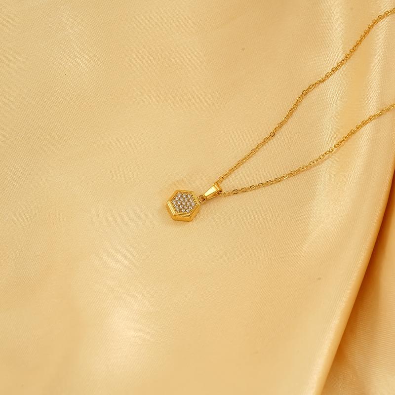 Geometric Square Zircon Stud Earrings Women'S Light Luxury Stainless Steel Ear Jewelry Collarbone Chain