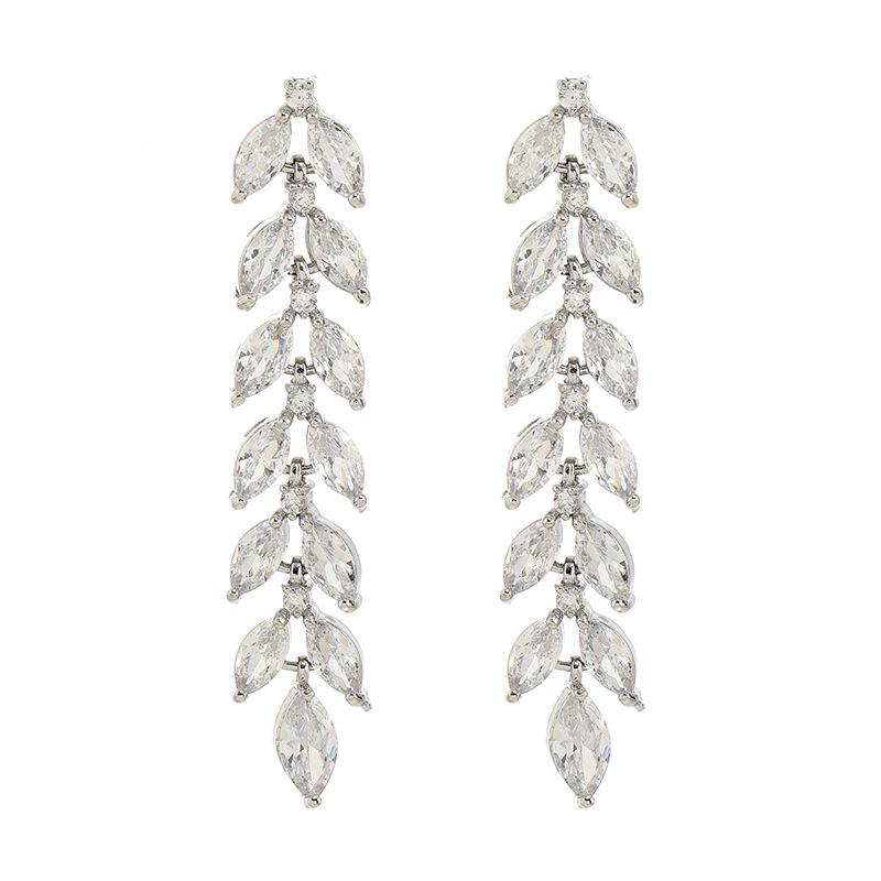 Niche design high-end crystal stud earrings, zircon wheat ears, fringed earrings, women's high-end temperament long earrings.
