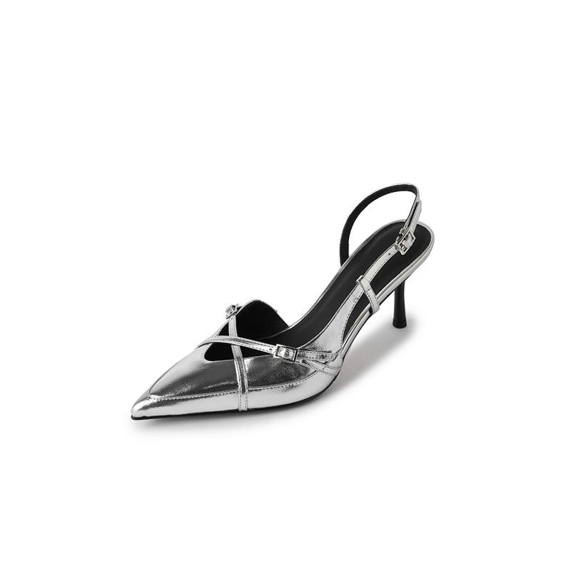 2025 spring and summer new women's shoes fashion pointed head bag head sandals elegant temperament versatile thin heels light mouth shoes high heels