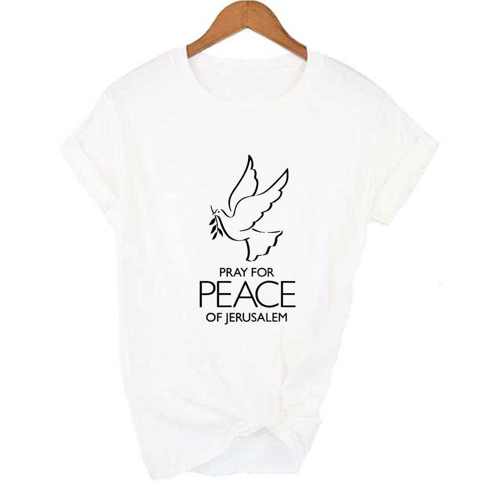 Jesus Peace Print Women T Shirt God Letter Religious Summer T Shirts Graphic Tees Female
