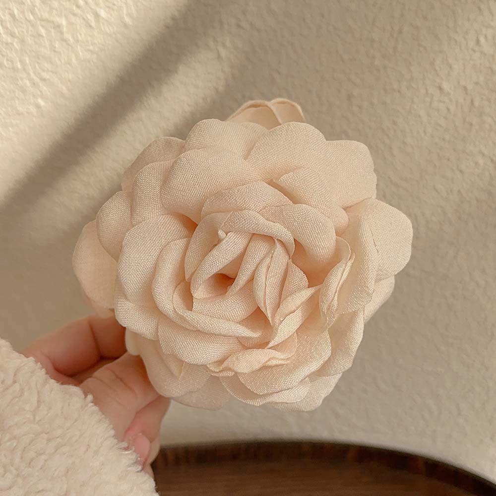 Fashion Satin Rose Flower Large Hair Claw Clip for Women  Spring Summer Trendy Design Korean Colored Hairpin Headdress