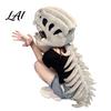 Halloween Party Decor Dinosaur Skeleton Costume 3D Spinosaurus Skull Masque Headpiece And Spine Decoration Plush Hood Costume for Halloween,