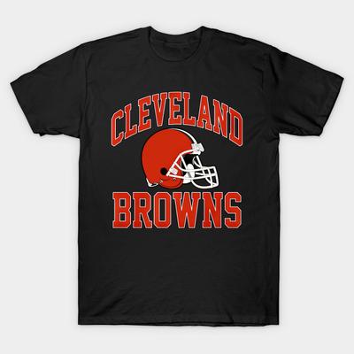 Men Black Print T-shirt Cleveland Browns Football Sports Vintage No-Cut Transfer Paper Print Cotton Tshirt
