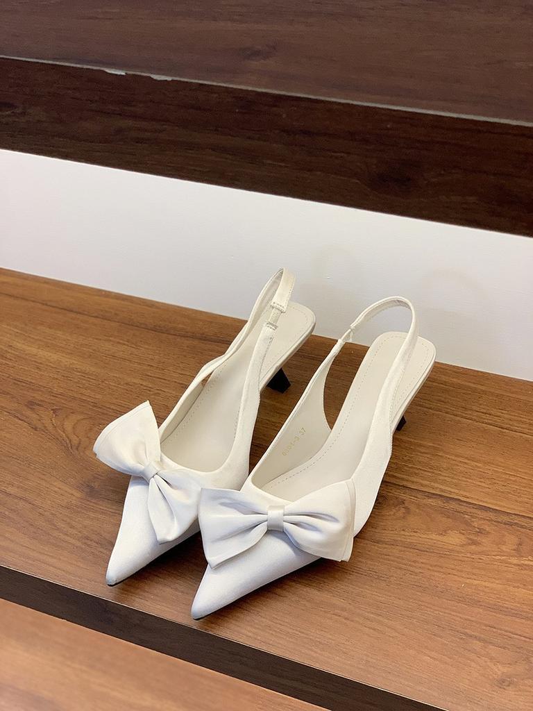 Purple pointed high heels bag head sandals fairy shoes 2025 spring and summer French temperament socialite stiletto shoes