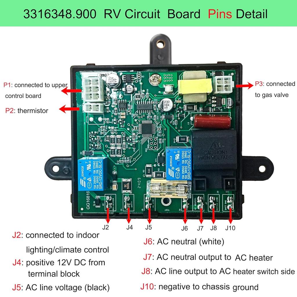 3316348.900 RV Fridge Control Board, Fit For Dometic DM2652 RM2652 Etc Fridge(Some Old Models Are Incompatible). Seven Ports Bottom.Not Replace The