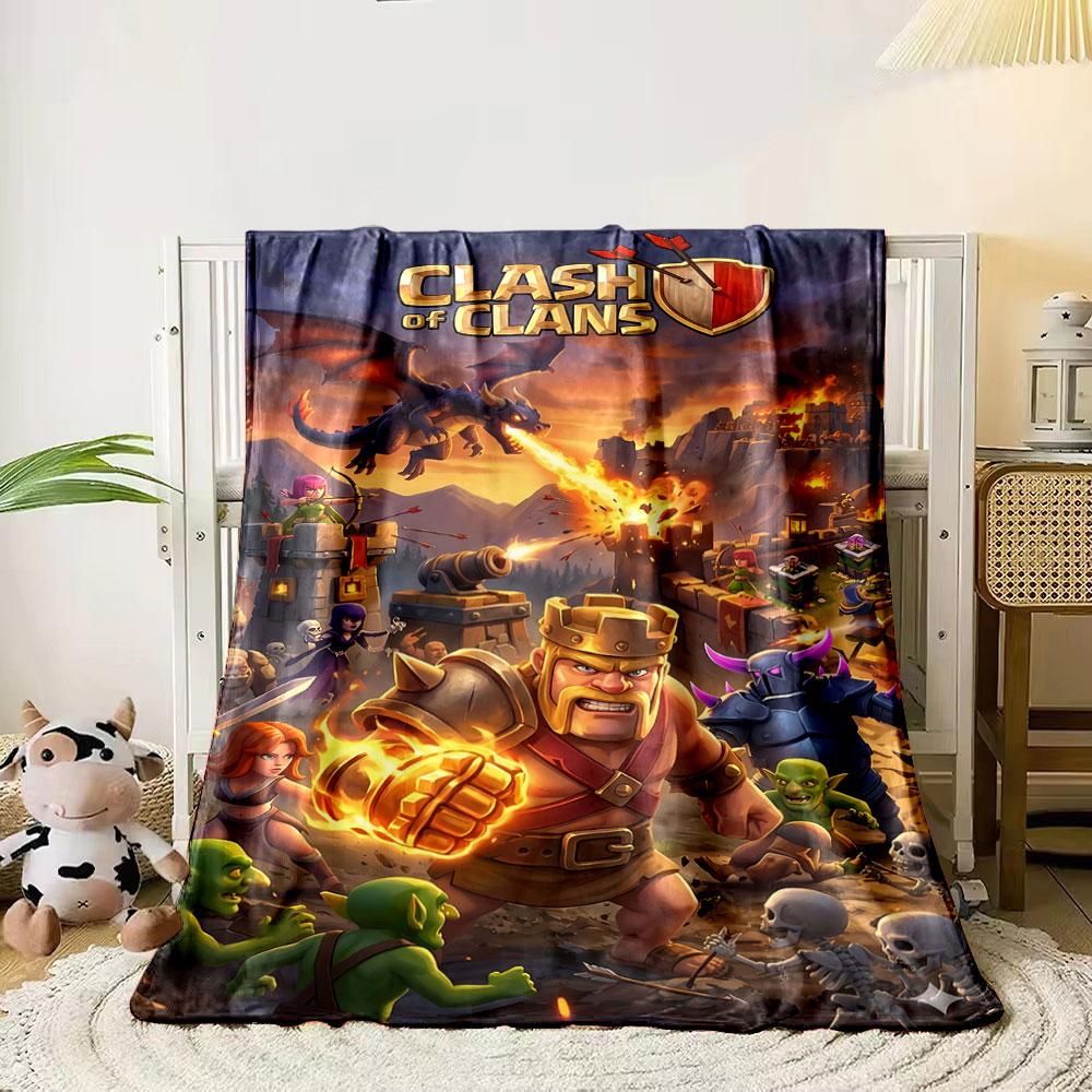 

Fantasy battle scene with warriors, dragons, and castle under attack. for all seasons blanket lunch break throw gift 80cm x 120cm