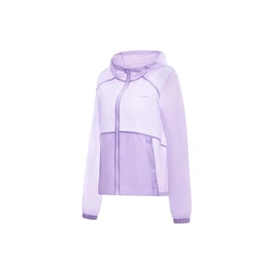 Li Ning Fitness Series UV Protection Waterproof Breathable Solid Color Zipper Hooded UPF50+ Sun Protection Jacket Women Jacket Lilac AFDU460-4