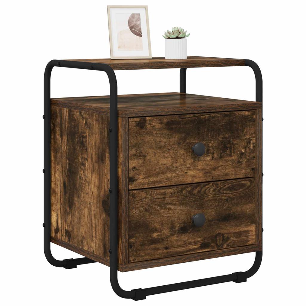 Nightstand Smoked Oak Engineered Wood