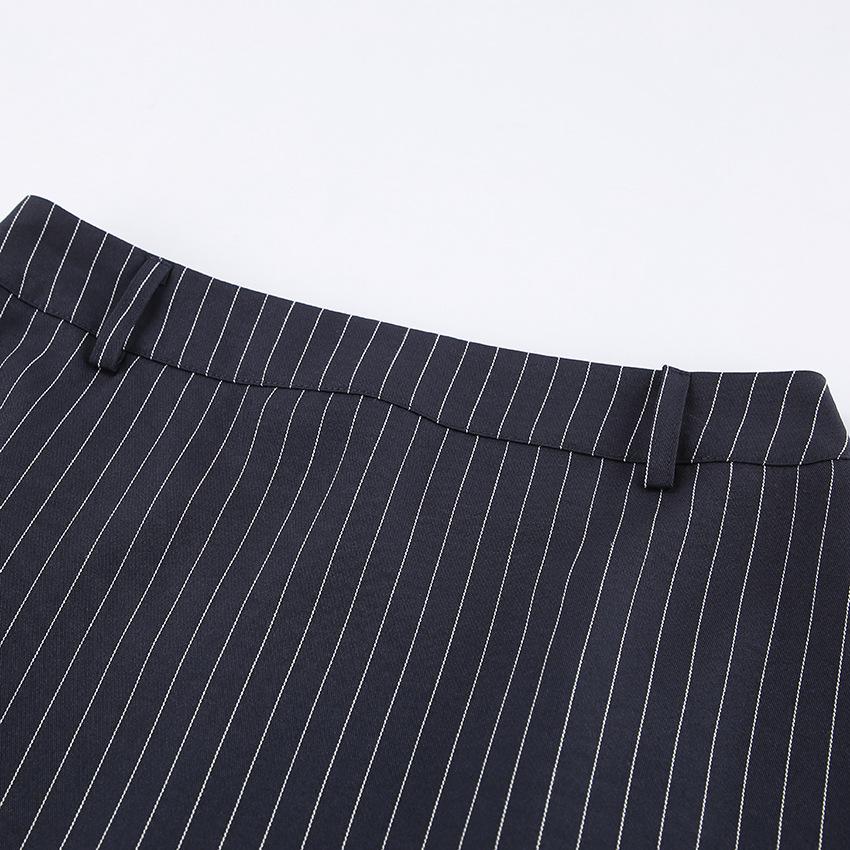 Spring 2026 Striped Halterneck Slim-Waisted Two-Piece Suit: Top & Skirt