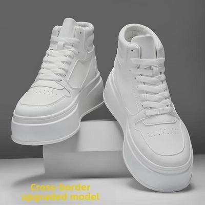 2024 Autumn/Winter Men's Korean White High-Top Sneakers: Casual, Height-Boosting Sports Shoes