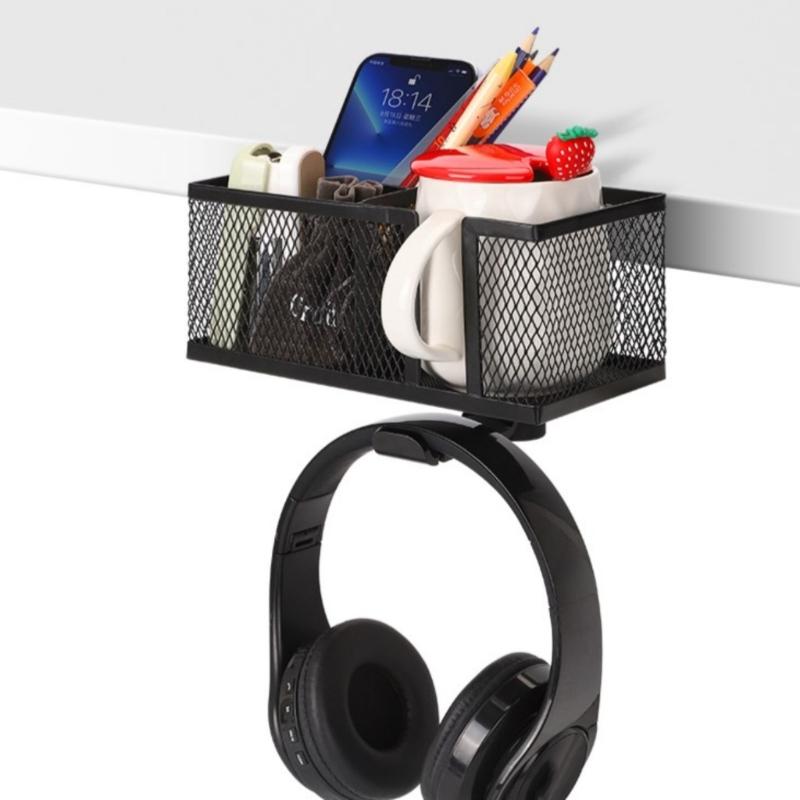 

MultiFunctional Clamp On Cup Holder Headsets Hanger Organizers For Drinks Phones Headphones Bags With AntiSpill Design чорний