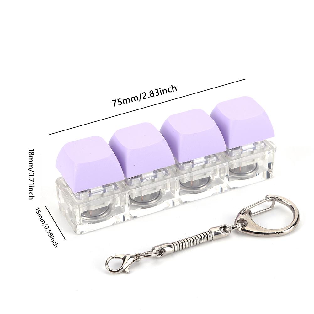 4 Keys Keyboard Fidget Toy Keychain Decompression Toys with LED Light Keyboard Clicker Toy DIY Button Stress Relief for Adult