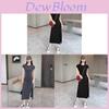 Casual Womens Summer Knit Dress With Short Sleeves And Side Slit For Home And Outings