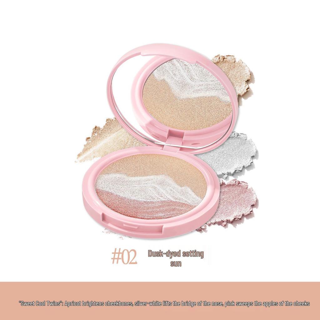 QXQY Rizhao Shimmer Highlighter: Multi-Use Dewy Glow Powder for Face and Eyes.