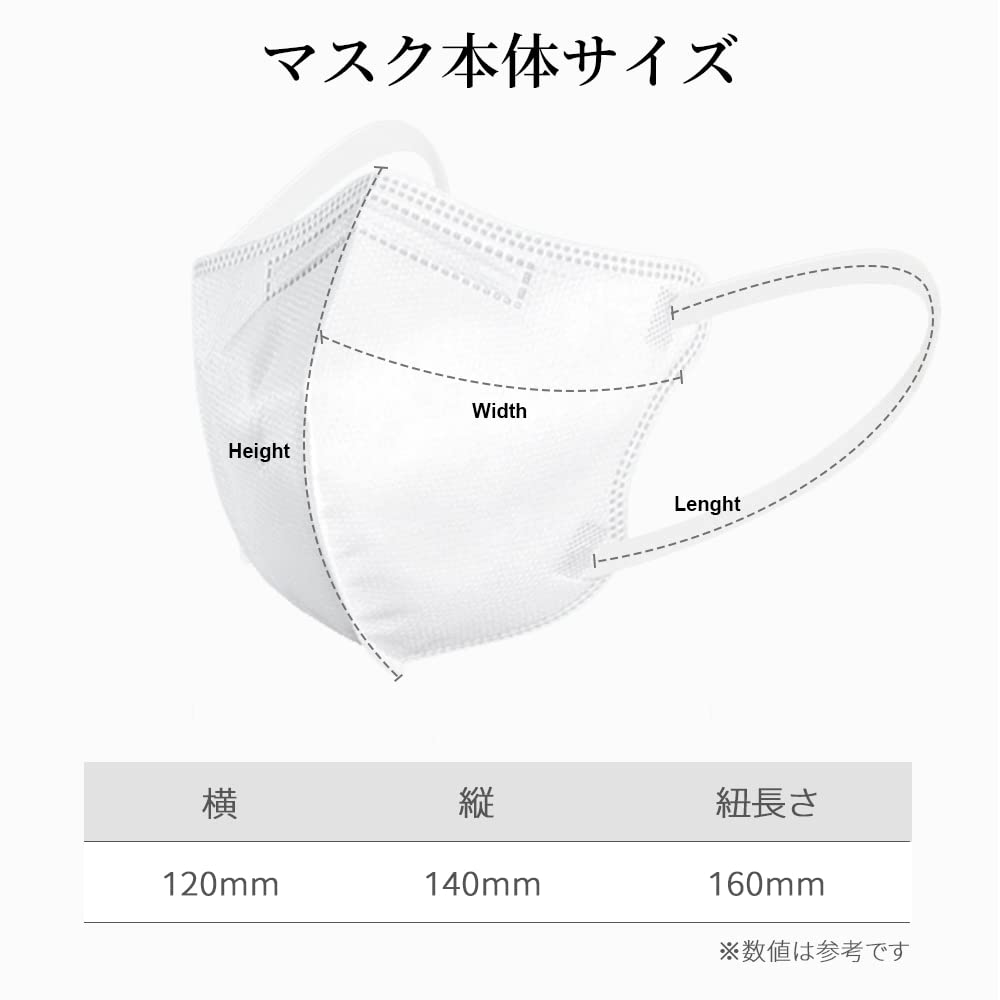 3D Disposable Small Hay Fever Standard White [MIR] 52-Count Masks, Non-Woven Fabric, Breathable, Noise-Free, Skin-Friendly, Noise-Wire, 3D, Masks,