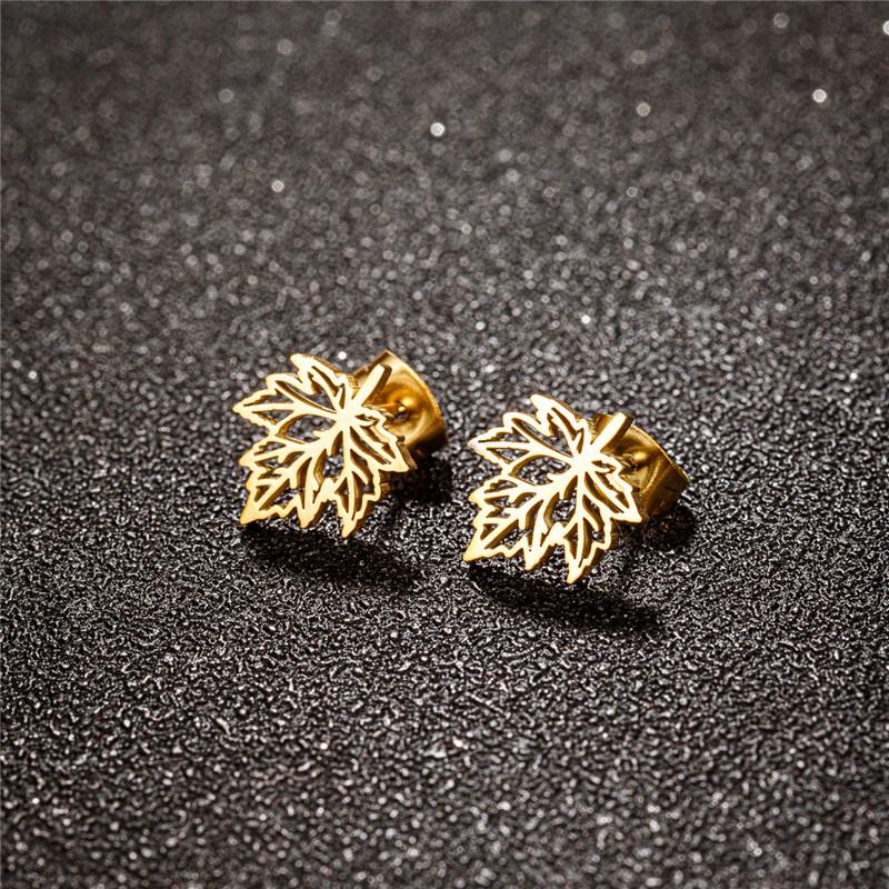 Boho Stainless Steel Earrings Exquisite Maple Leaf Stud Earrings Women Plant Amulet Jewelry brincos para as mulheres