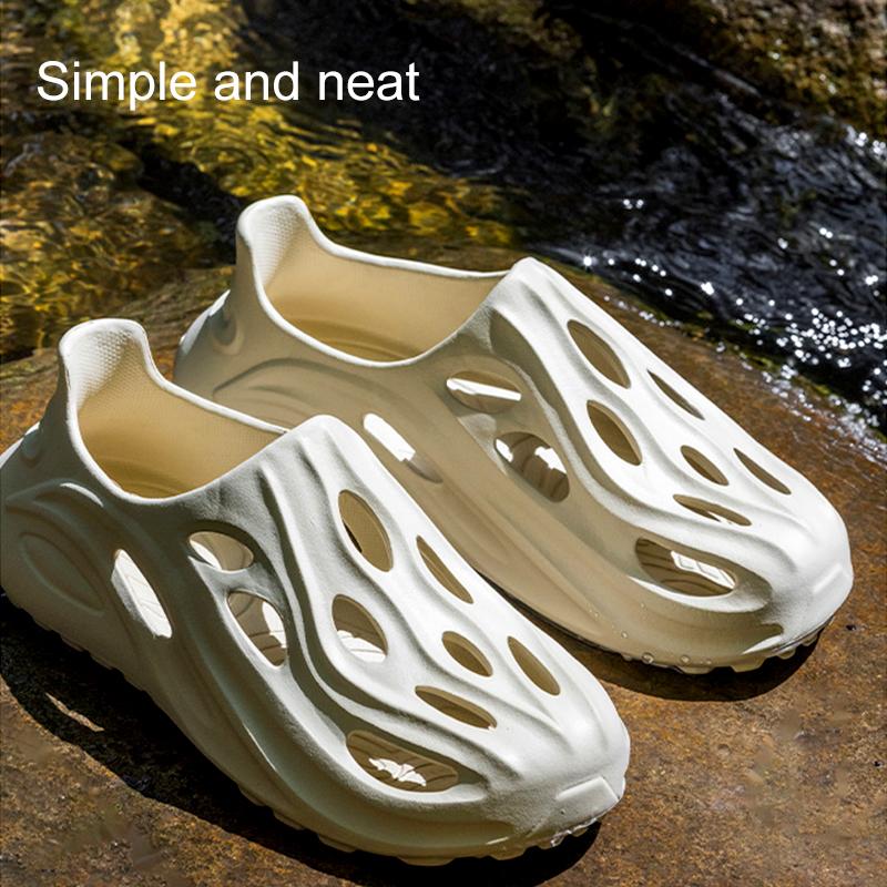 1pair Men Breathable Non Slip Slippers Thick-Soled Soft Sandals Fashion Comfortable Slides Beach Shoes Wading Clogs