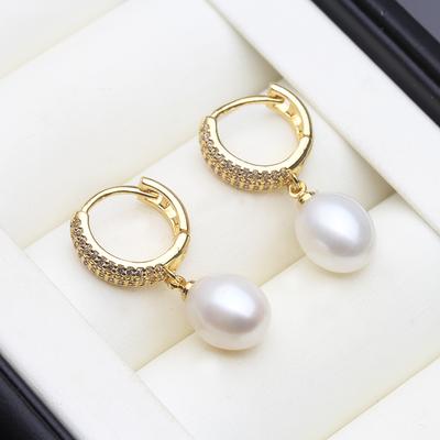 New Real Pearl 925 Sterling Silver Drop Earrings For Women Fashion Zircon Dangle Earrings Natural Freshwater Pearl Jewelry Hot