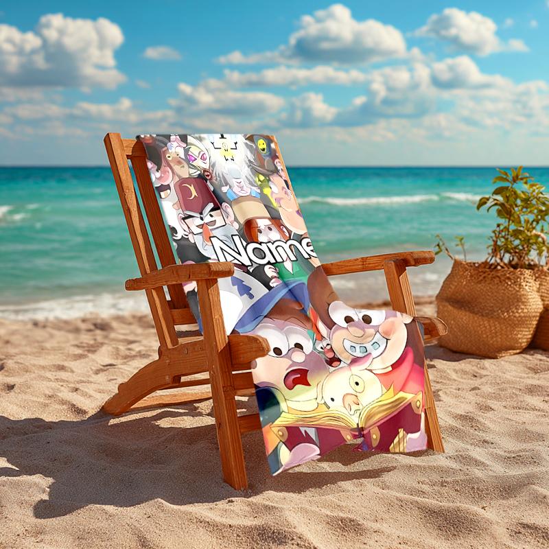 Personalized customized proof beach towel with Gravity Falls pattern - soft, absorbent,quick-drying,perfect swimming,camping&bathing