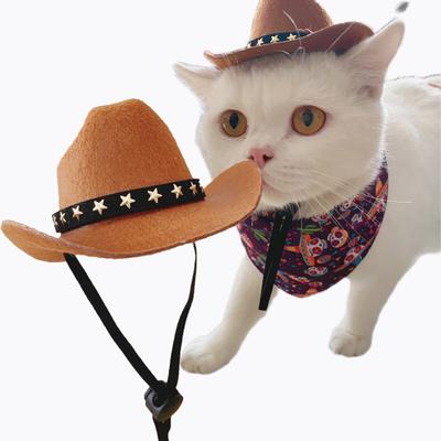 Pet Hat with Adjustable Rope Fashion Dress Up Non Woven Fabric Cowboy Hat Cat Dog Cap Pet Accessories