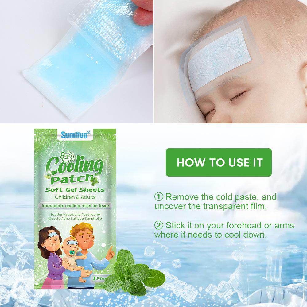 Sumifun 14/35/70 Pcs Cool Cold Gel Forehead Sticker Relieved Fever Discomfort Bring Cool Sense Preventing Heatstroke Outdoors Summer Patch