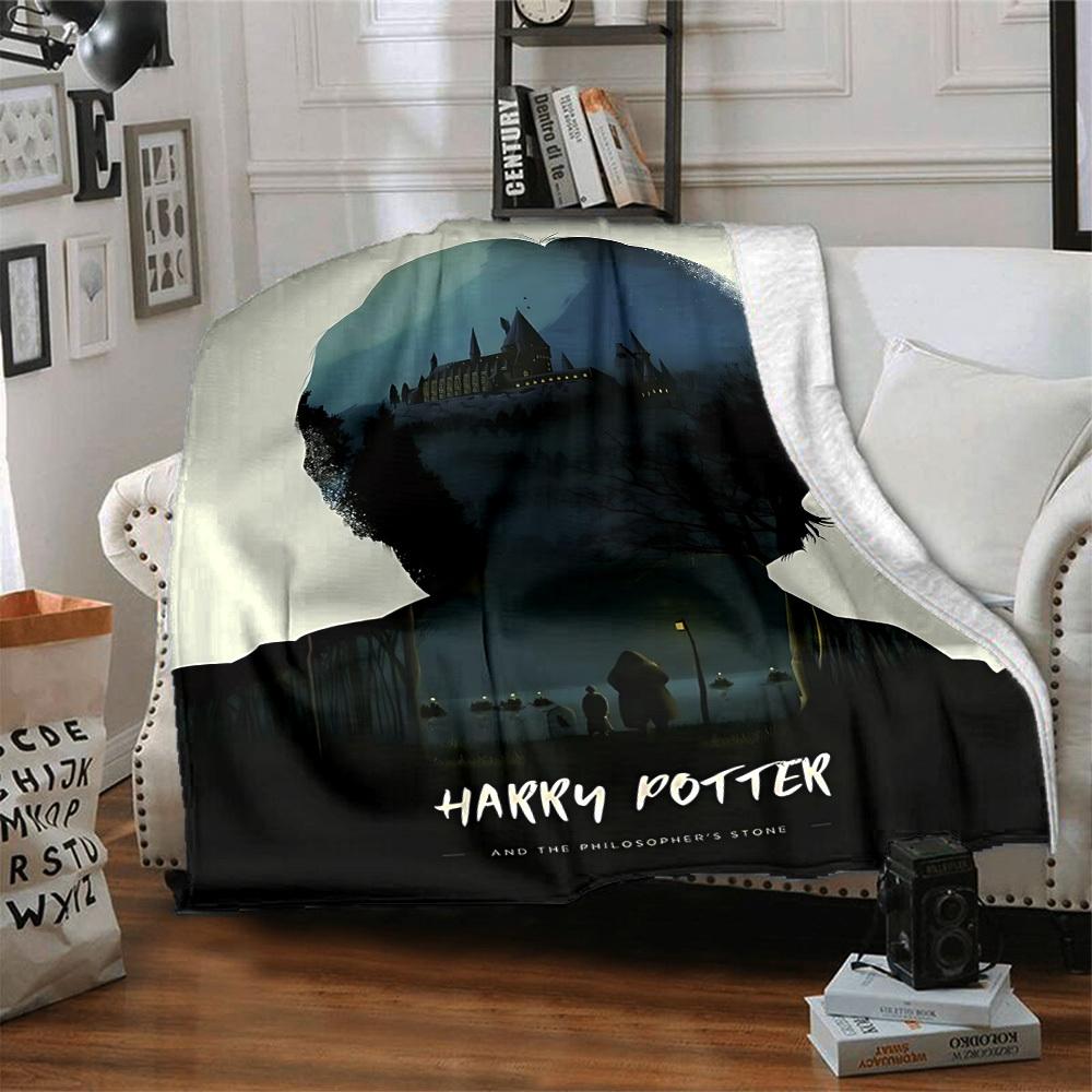1pc Harry Potter Flannel Throw Blanket - HD Printed Lightweight Soft Warm All-Season Blanket for Sofa, Bed, Travel, Camping 031