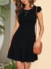 Knit Fabric A Line Dress With Ruffle Sleeves For Summer Beach Vacation