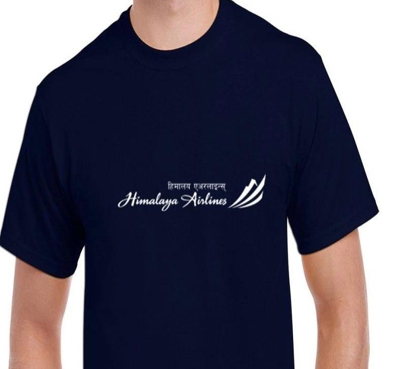Himalaya Airlines White Logo Nepalese Aviation Navy Blue Cotton T-Shirt 3XL