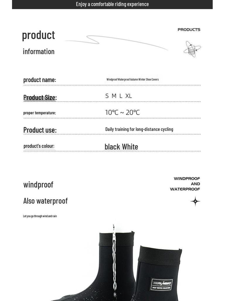 Shein Windproof Waterproof Bicycle Shoe Covers with YKK Zipper