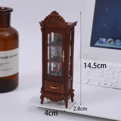 Casa delle bambole 1/12 Armadio Espositore Vintage Simulazione Armadietto Contenitore Modello Casa Bambola Soggiorno Armadio da Vino Arredamento Giocattolo