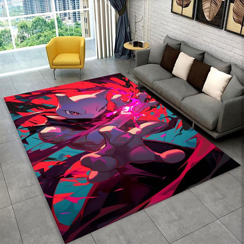 Classic Cartoon Pokemon Pikachu Non-Slip Area Rug for Living Room,Bedroom,Playroom,Soft Carpet Floor Mat Home Decor Rug Kid Room
