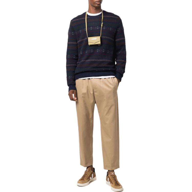 Polo Ralph Lauren FW21 Pattern Jacquard Knit Crew Neck Sweater Men Sweater Dark-Blue 710850019-001