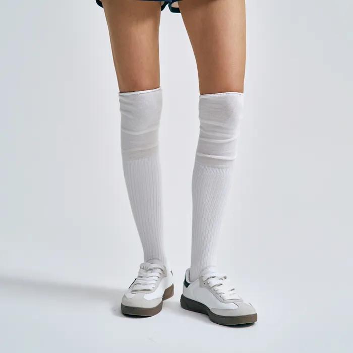 W Summer Shirred Knee Socks (WHITE)
