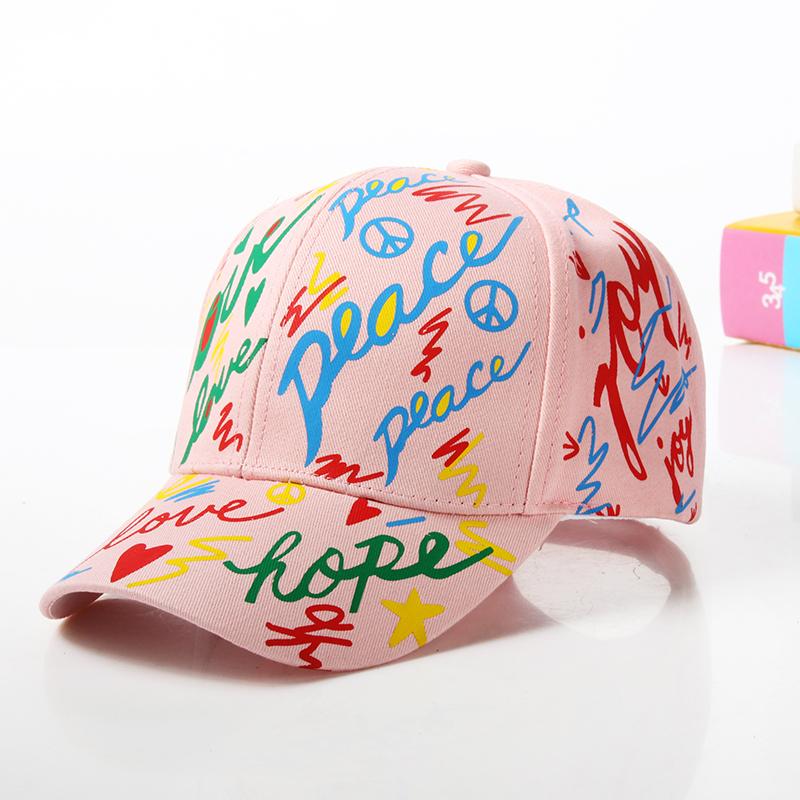 Fashion cotton Graffiti boy girl Baseball caps Children Printed snapback hat Kids Popular hip hop hat Cap hot sell