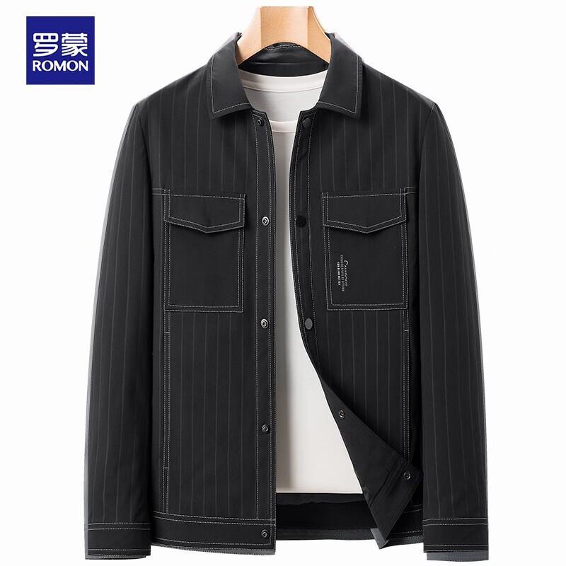 

Romon Men s Striped Lapel Casual Jacket 190