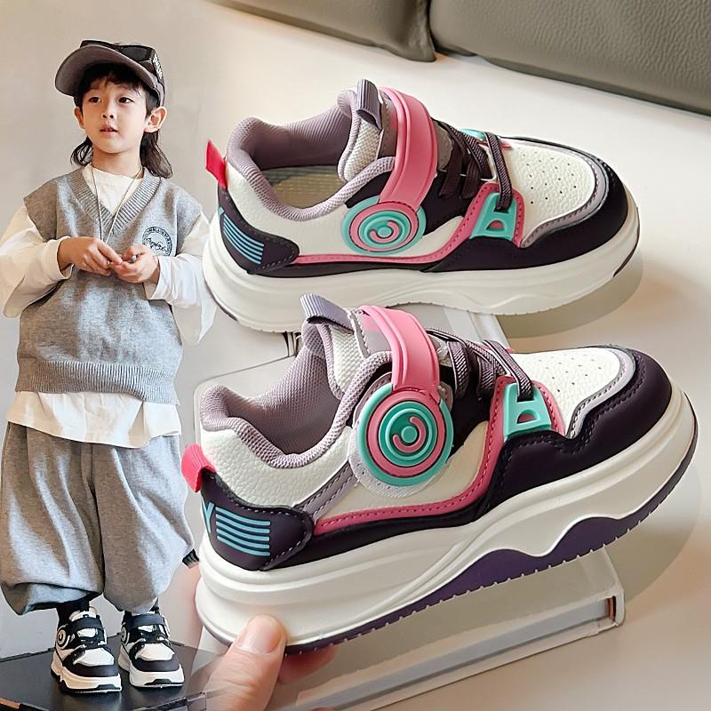 Children's Shoes Girls' Sports Shoes Spring Middle and Large Children's Boys' Running Shoes Leather Dad Shoes