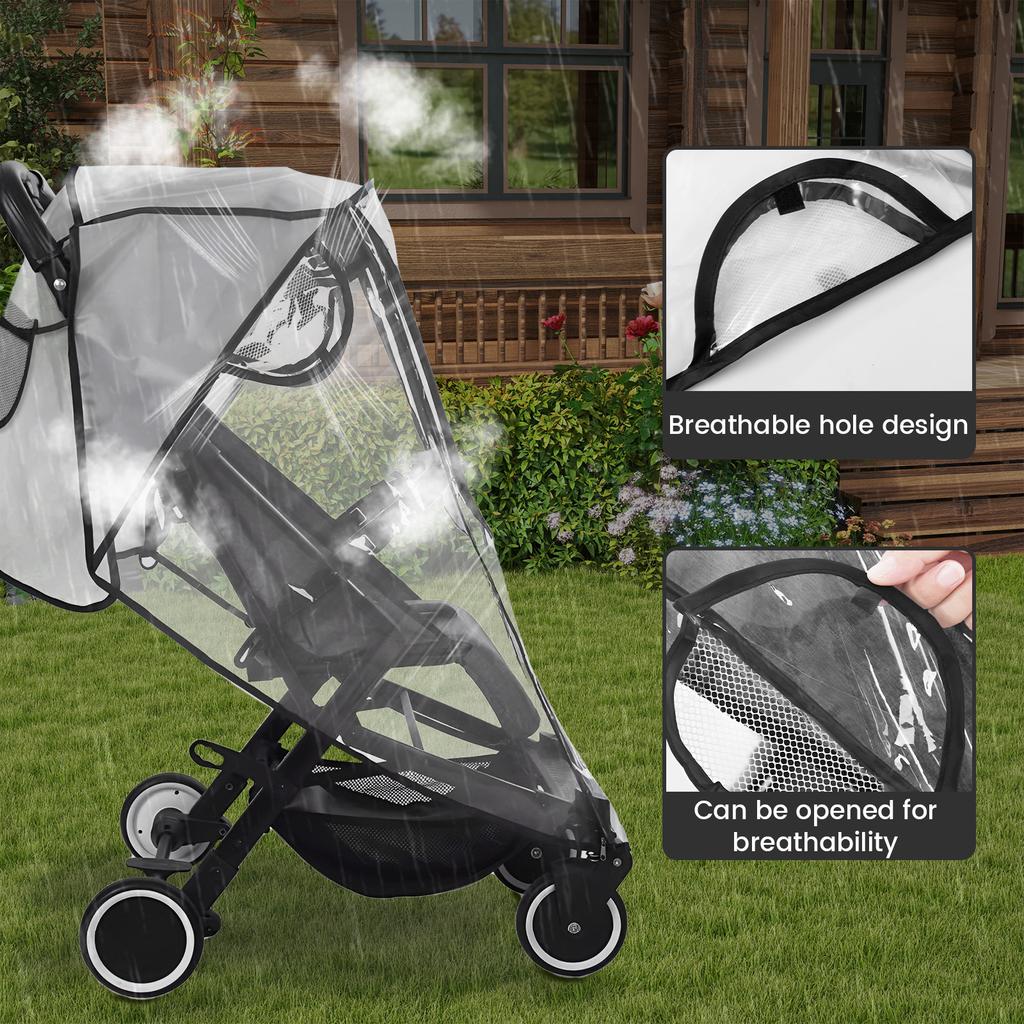 Stroller Rain Cover EVA Waterproof Rain Cover Baby Stroller Accessory With Vent Holes Double Zipper Closure Clear Stroller Cover