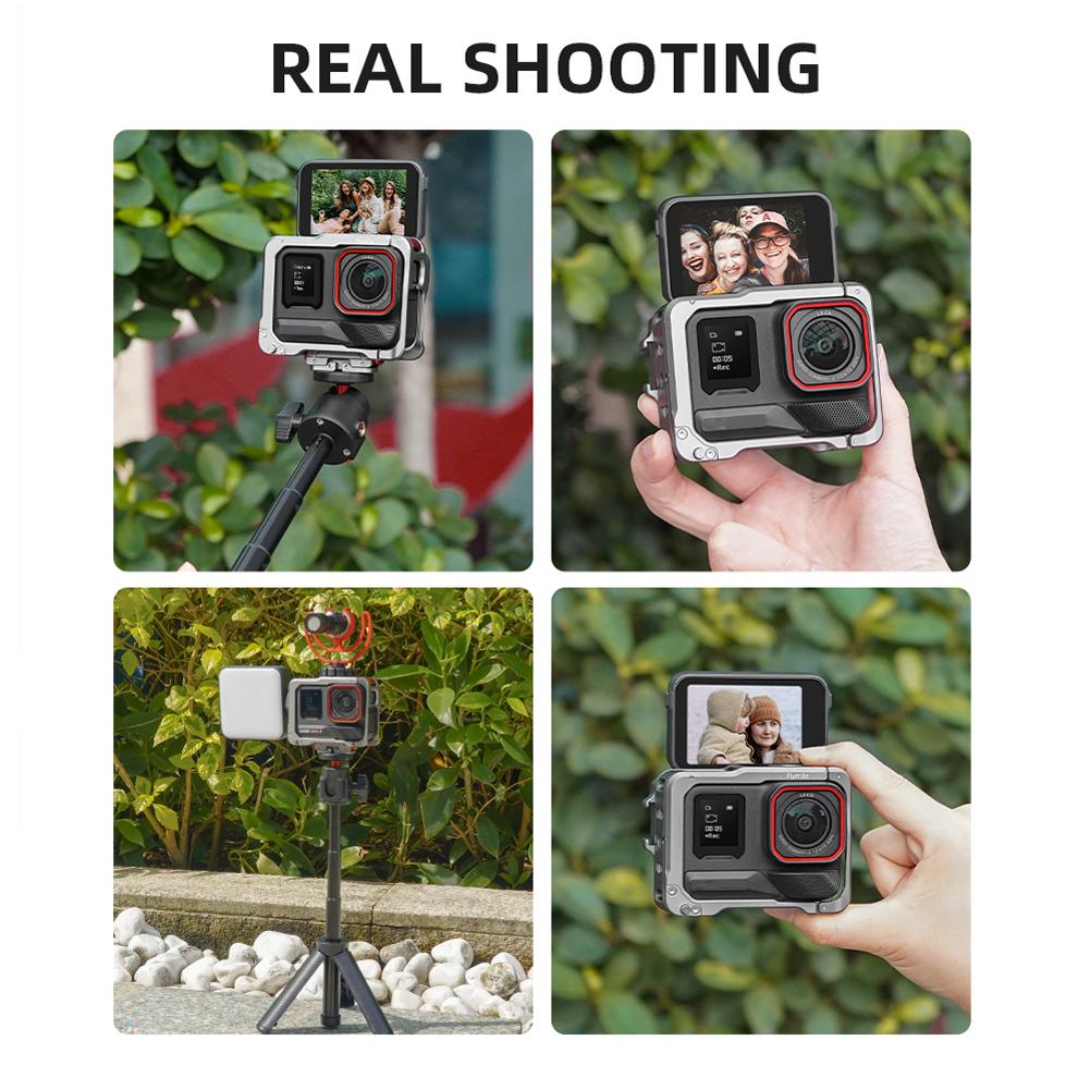 Aluminium Frame Protective Case For Insta360 Ace Pro/Insta360 Ace Pro 2 Camera Metal Cage Quick Release Mount with Cold Shoe