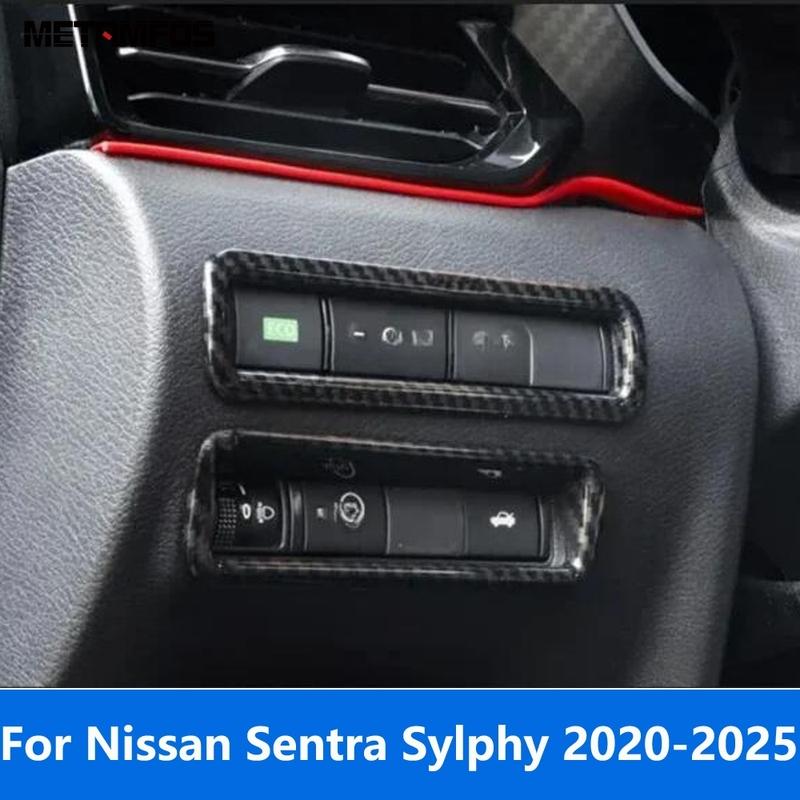 

Head Light Lamp Adjustment Switch Button Cover Trim For Nissan Sentra Sylphy -2024 2025 Carbon Fiber Interior Accessories