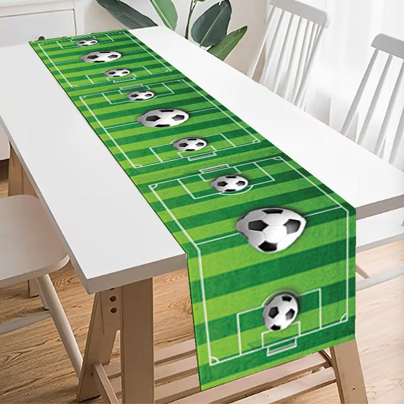 1pc Soccer/Football Party Table Flag Table Centerpiece Soccer Birthday Decorations Sports Theme Party Table Runner Table Cover
