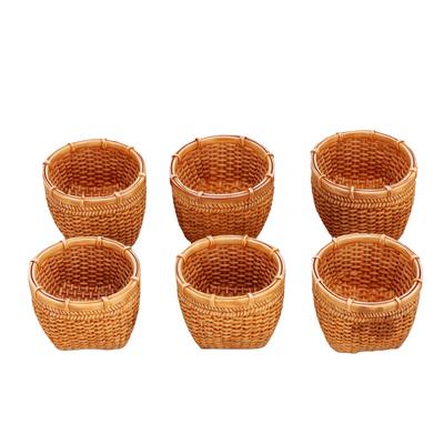 6pcs Mini Basket Model Resin Miniature Storage Basket Decor for 1:12 Scale Doll House DIY Scene