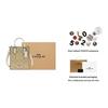 Coach N/S 17 Gold Logo Plaque Classic Jacquard Hardware Coated Canvas And Leather Tote Shopping Crossbody Handbag Mini Women Tote Brown CJ494-SIGHA