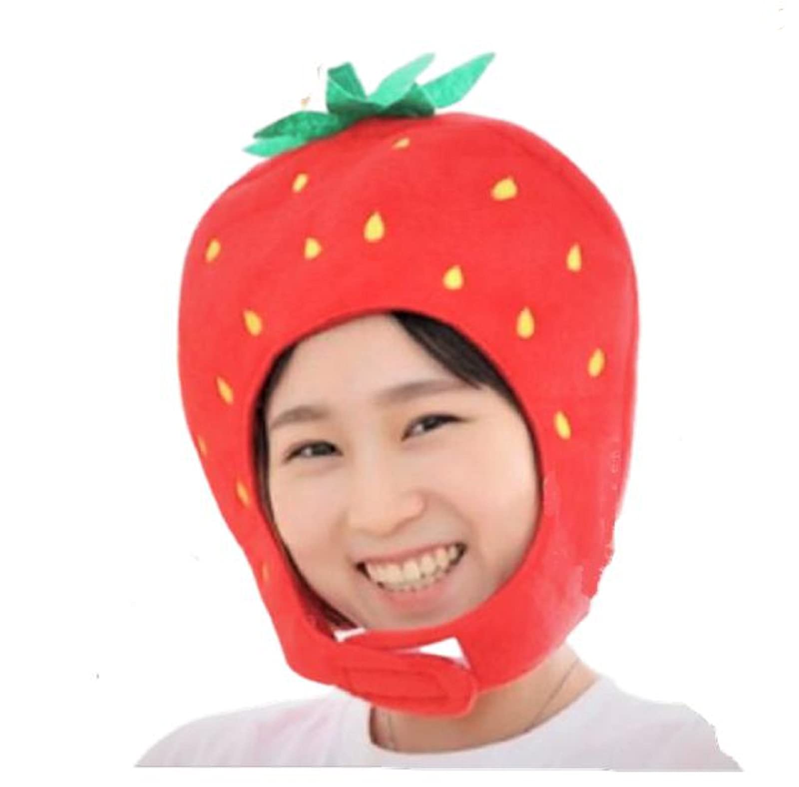 

[pkpohs] Плюшевая шапка-кигуруми «Клубника и овощи», Смешная шляпа для косплея, Костюм (клубника)